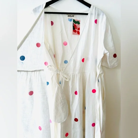 Linen wrap dress dots - Picture 3 of 4